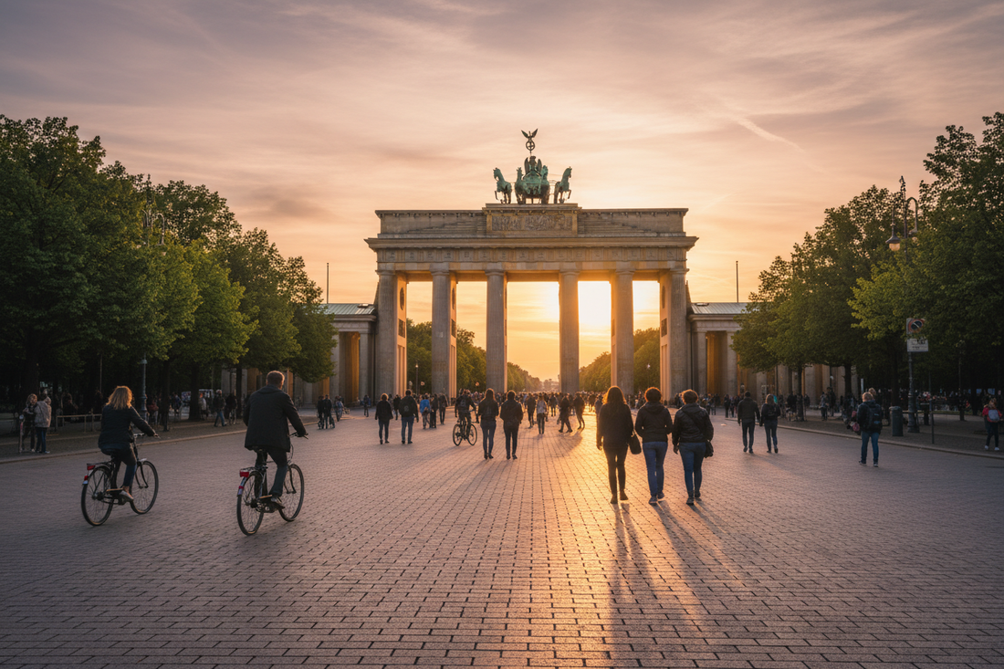 The Brandenburg Gate in Berlin at golden hour