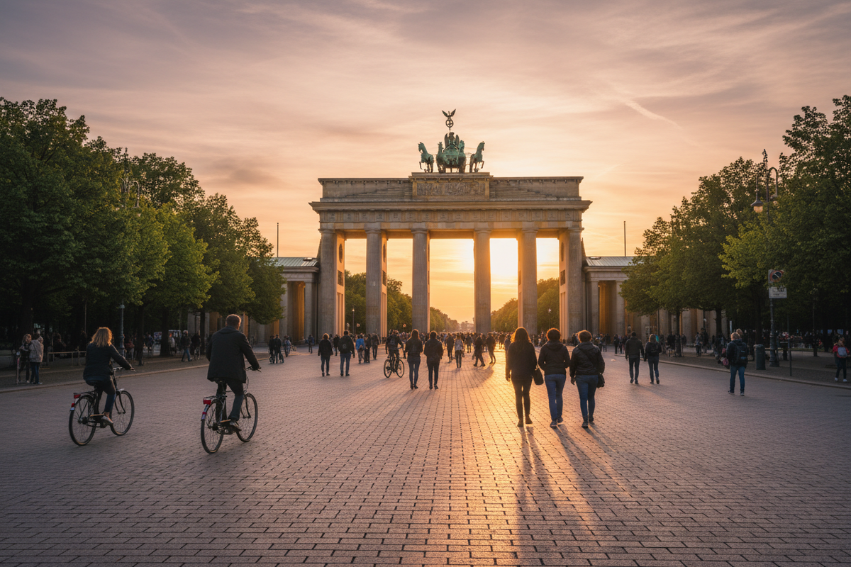 The Brandenburg Gate in Berlin at golden hour