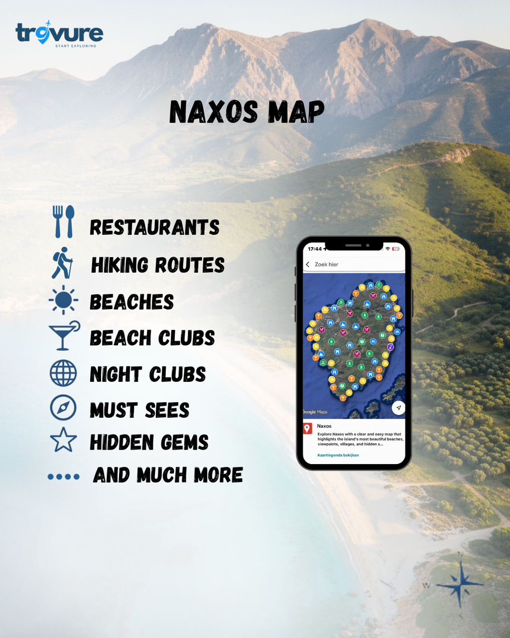 Naxos Travel Map (Greece)