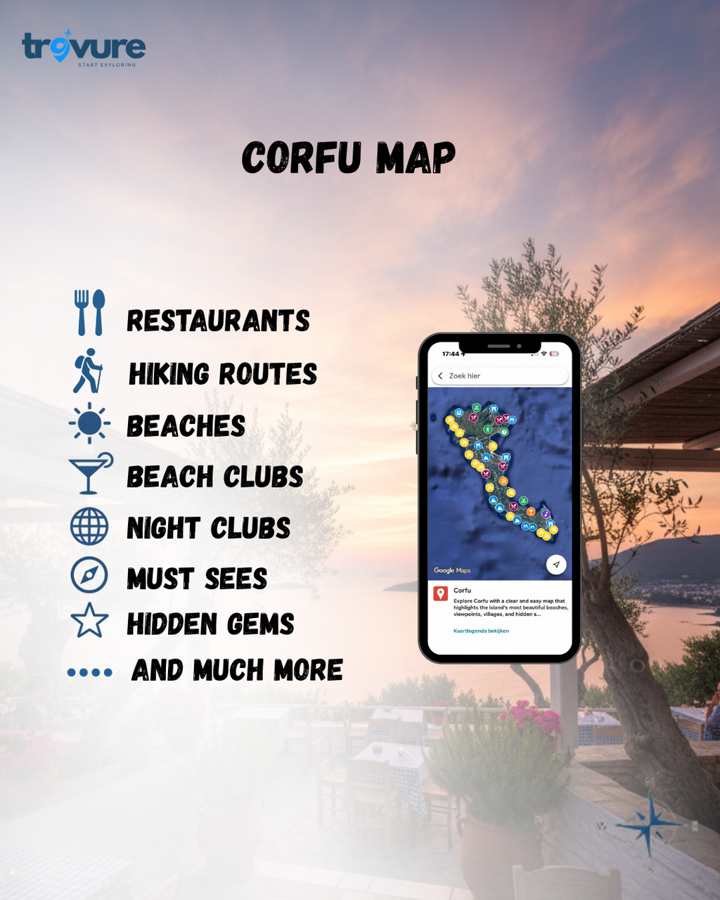 Corfu Travel Map (Greece)
