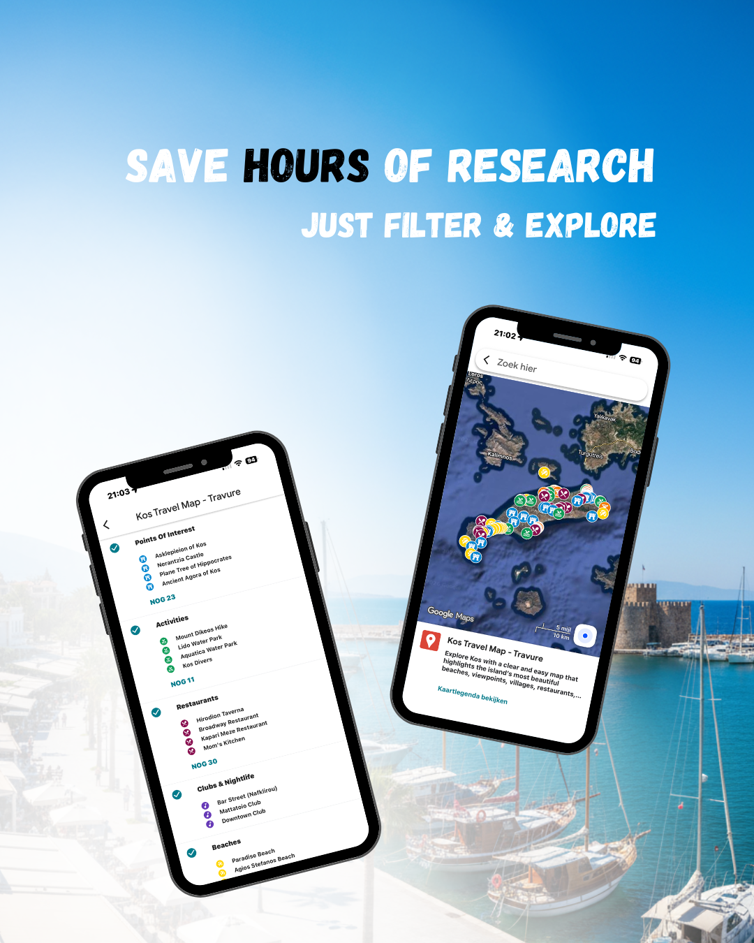 Kos Travel Map (Greece)